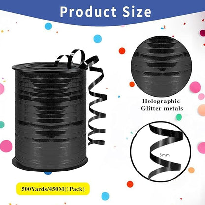 Premium Black Curling Ribbon, 1/5" Wide x 500 Yards, - Image 2