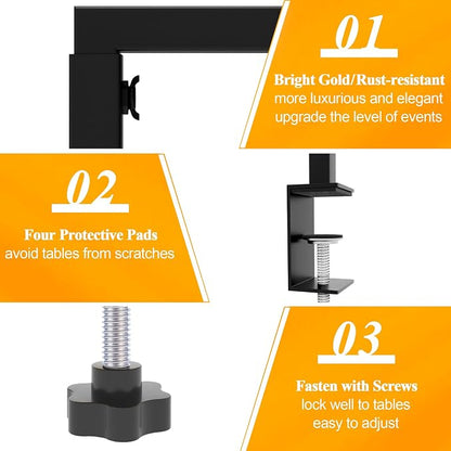 Over Table Rod Stand with Clamp 2 Pack Black Table Arch Banner Stand | - Image 4