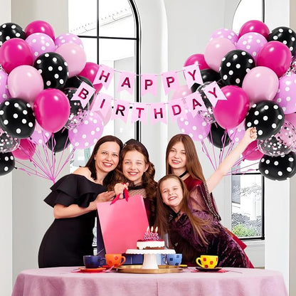 60pcs Pink and Black Balloons 12inch - Image 5