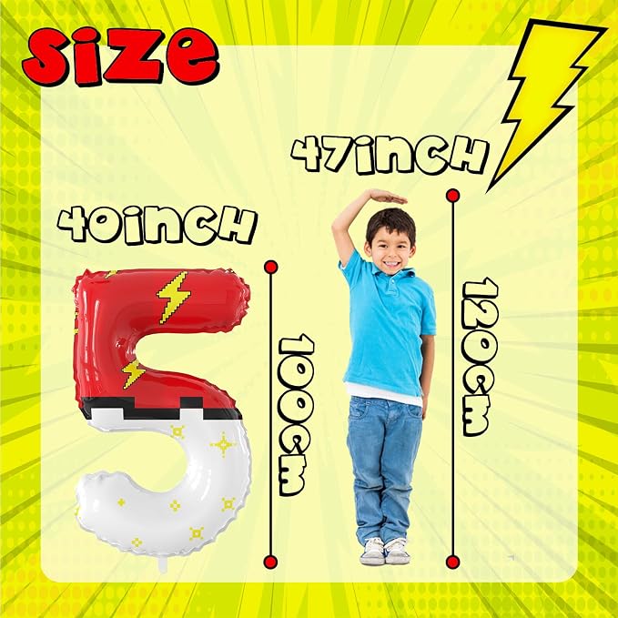 40 Inch Giant Red and White Cartoon Theme Number Foil Balloons - Image 3