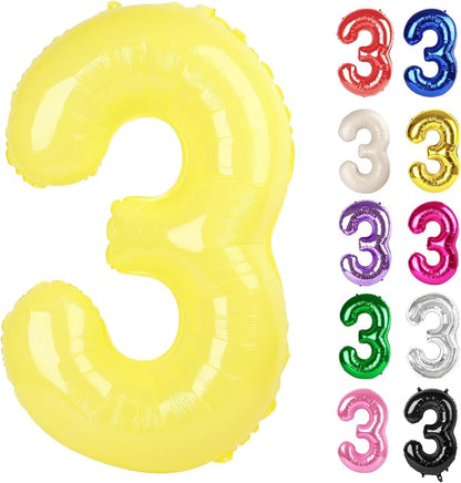 Yellow Number 3 Balloon 40 Inch by IWERP