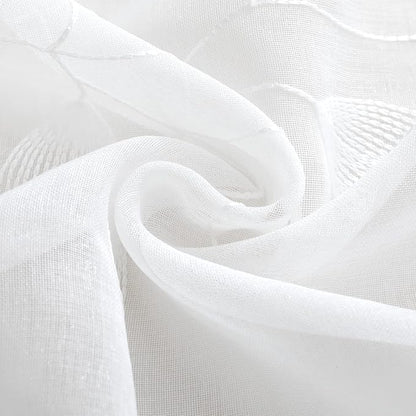HOMEIDEAS White Sheer Kitchen Curtains 30 X 24 Inch Length 2 Panels Embroidered - Image 6