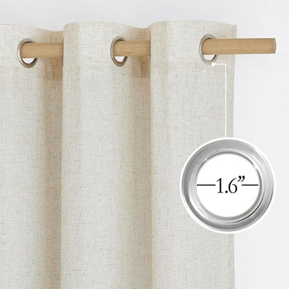 NICETOWN Natural Linen Short Curwtains 45 inches Long, Thick Flax Linen Window - Image 2