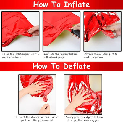 Red Foil Balloon Number 8 for Boys, Large Number 8 Helium Balloon for Girls - Image 7