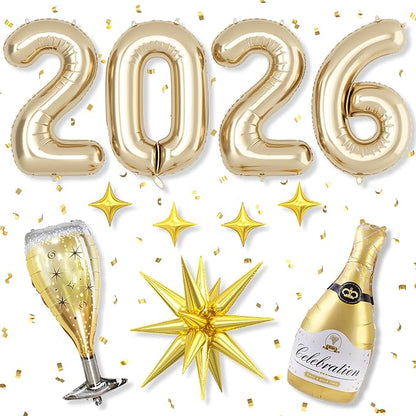 Light Gold 2026 Balloons, 40 Inch Number Champagne Gold Foil Balloons by Dagelar