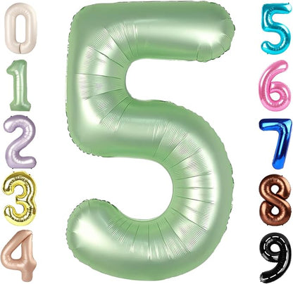 5 Balloon Number 40 Inch Olive Green Balloons by Mluchee