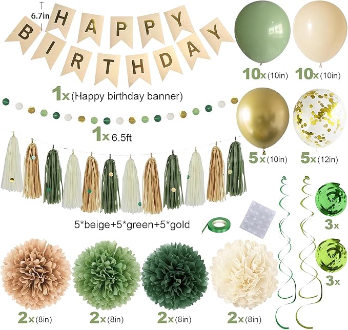 Green Birthday Party Decorations - Image 2