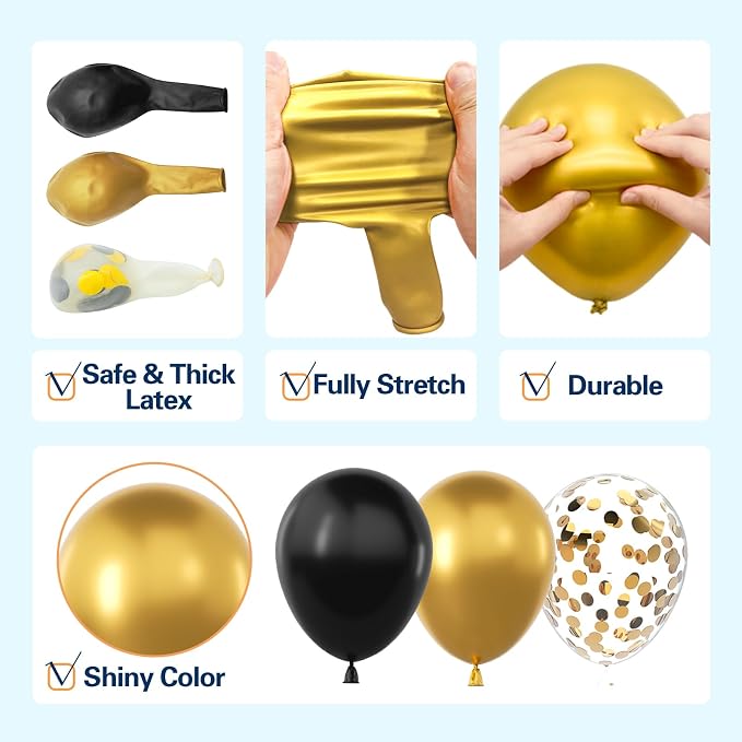 137Pcs Black and Gold Balloons Garland Arch Kit - Image 4