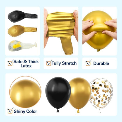 137Pcs Black and Gold Balloons Garland Arch Kit - Image 4