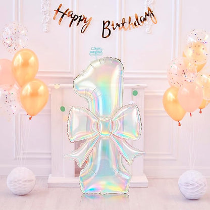 40 Inch Number 1 Balloon with Bow, Coquette Aesthetic Foil Balloon - Image 7