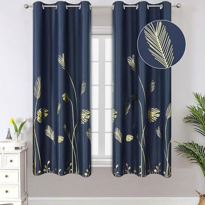 Window Curtains 63 Inch Blackout Curtains Palm Tree and Wheat Pattern Printed by ESTELARTEXTILER