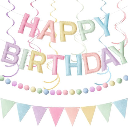 Kriyokiaa Pastel Happy Birthday Banner Set by Kriyokiaa