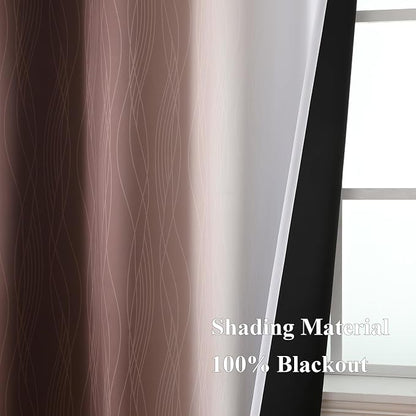 Brown and Greyish White Gradient Blackout Curtains - Image 5