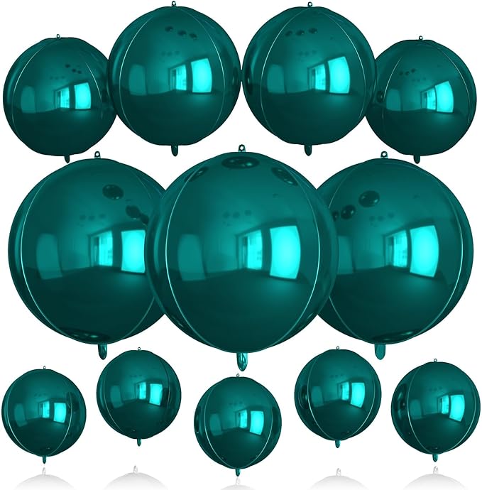 12Pcs Dark Green Round Balloons Foil, Large Emerald Balloons by BIAPIAN