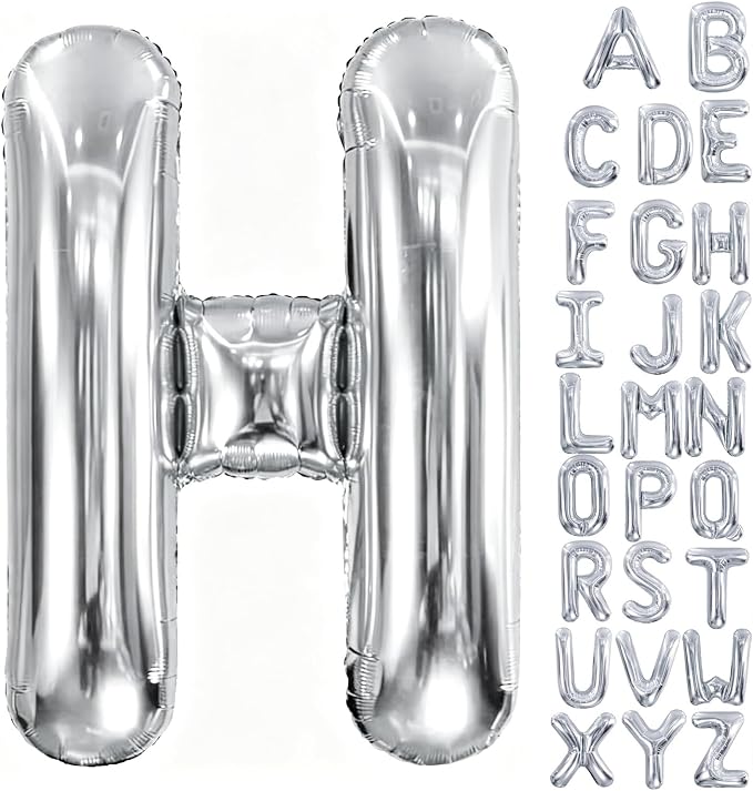 40 Inch Silver Letter Balloon, Large Foil Alphabet Balloons Birthday by Aeniaza