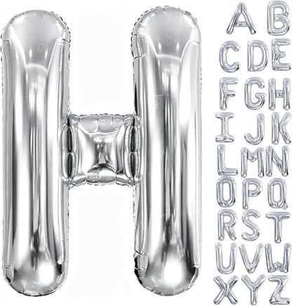 40 Inch Silver Letter Balloon, Large Foil Alphabet Balloons Birthday by Aeniaza