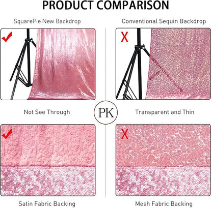 SquarePie 6x6ft Fuchsia Pink Sequin Backdrop, High Density Non-Transparent - Image 6