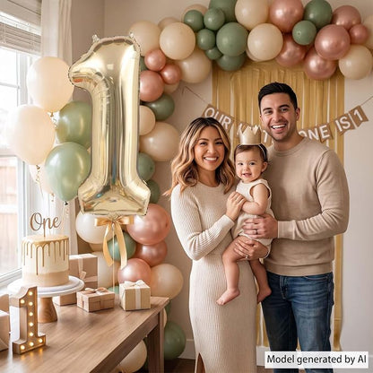 White Gold Number 1 Balloon 40 Inch, Foil Numeral - Image 6