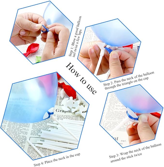 PP OPOUNT 50 Pieces Balloon Sticks Upgraded Version 12.6 Inch White Balloon - Image 4