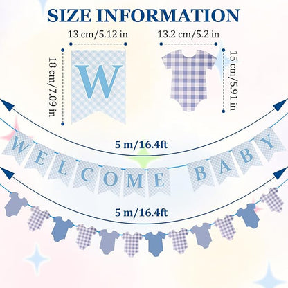 Pre-Strung Baby Boy Baby Shower Banner Sign - Image 3