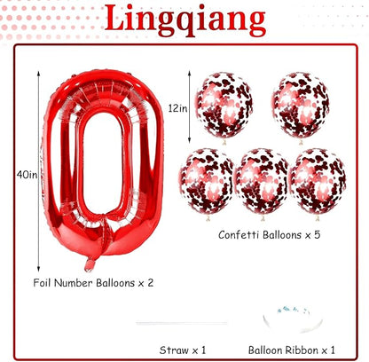 10th Birthday Balloons for Girls Boys, 40 Inch Giant Red Foil Number 10 Balloons - Image 2