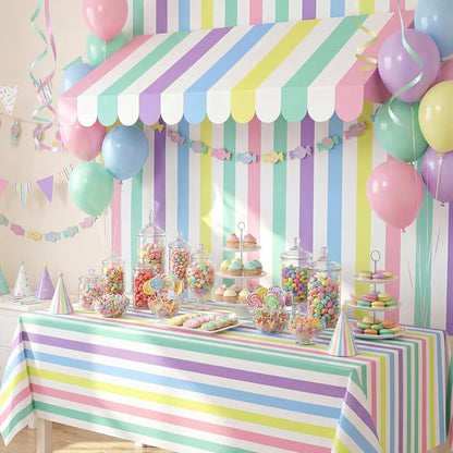 Boao 4 Pack Pastel Circus Awning Decoration Macaron 3D Stripe Cardboard Awning - Image 4