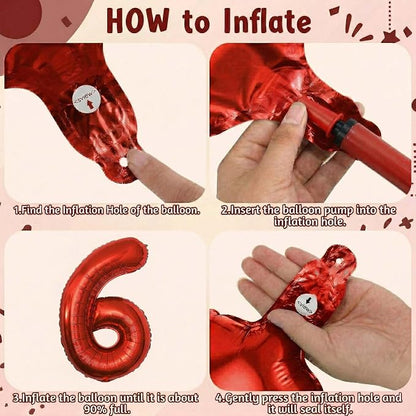 Red Number 16 Balloon 40 Inch, Foil Numeral - Image 5