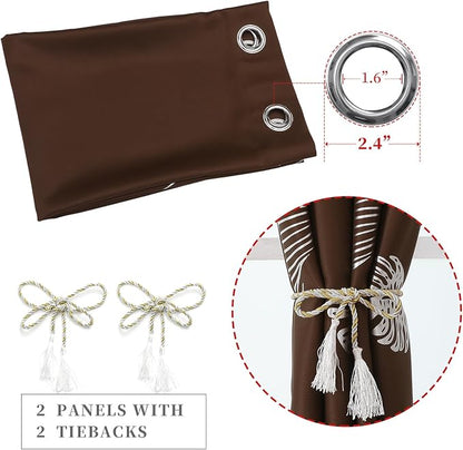 Brown Blackout Curtains for Living Room 96 Inches Long, Room Darkening Energy - Image 4