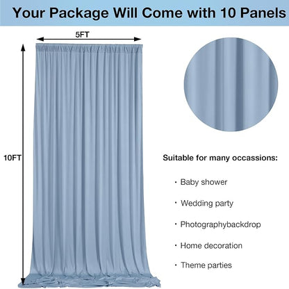 50ftx10ft Wrinkle Free Dusty Blue Backdrop Curtains - Image 3