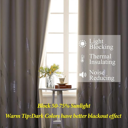 Silver Plam Tree Printed Curtains Light Blocking Curtains Thermal Insulated - Image 6