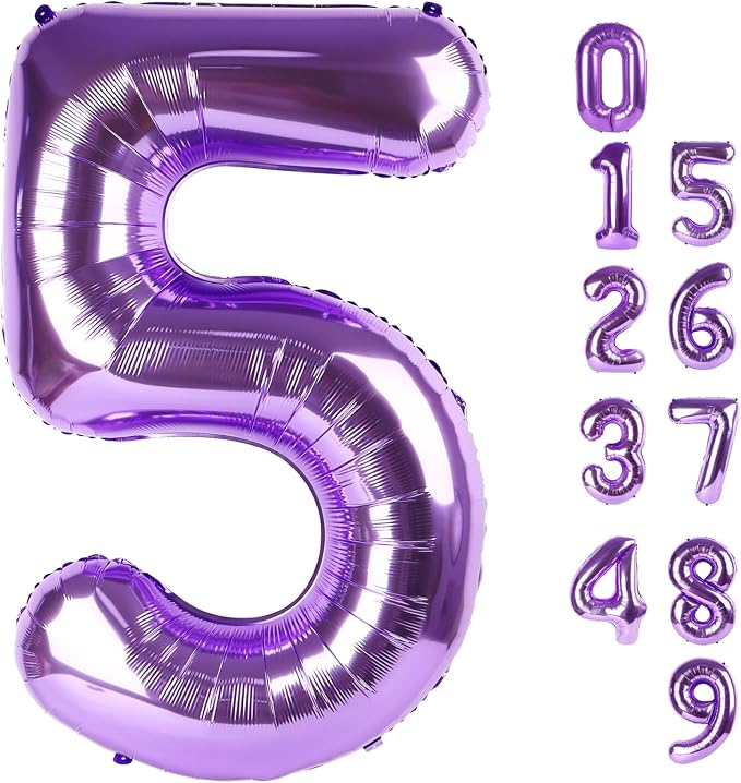Number Balloons Purple 5 Balloon 40 Inch by Mluchee