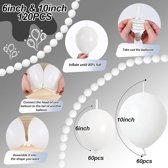 White Quick Link Balloons, Pearl Balloons - Image 2