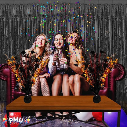 PMU 6 pack Bursting Star Metallic Foil Spray Centerpiece- Metallic Black & - Image 4