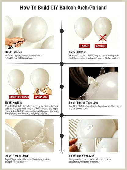 White Balloons 125 Pcs Different Sizes 18 12 10 5 Inch Sand White Neutral Latex - Image 5