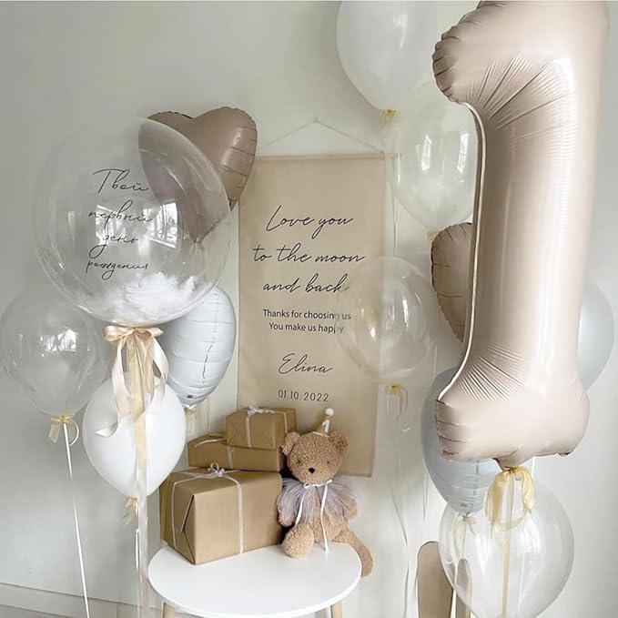 40 Inch Cream Number 1 Balloon, Digital 1 Helium Balloon - Image 3