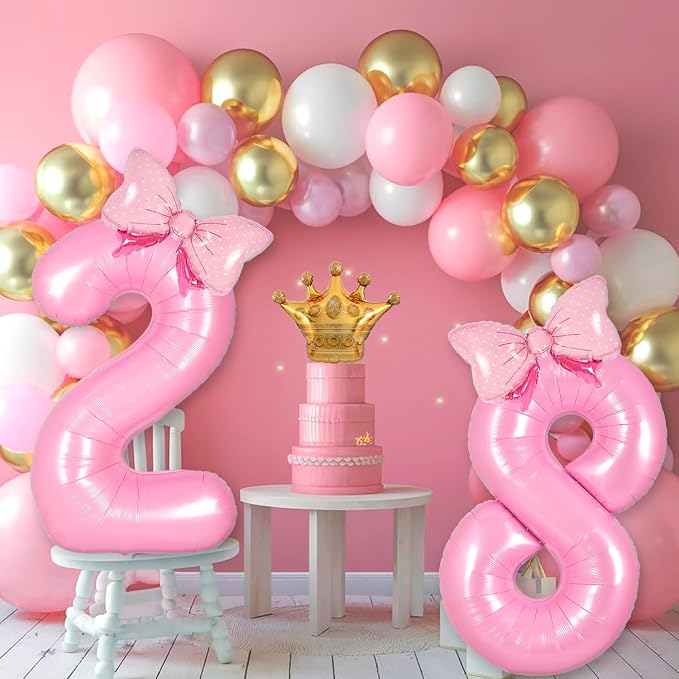 Pink 17 Balloon Numbers Pink Birthday Decorations - Image 7
