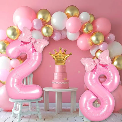 Pink 17 Balloon Numbers Pink Birthday Decorations - Image 7