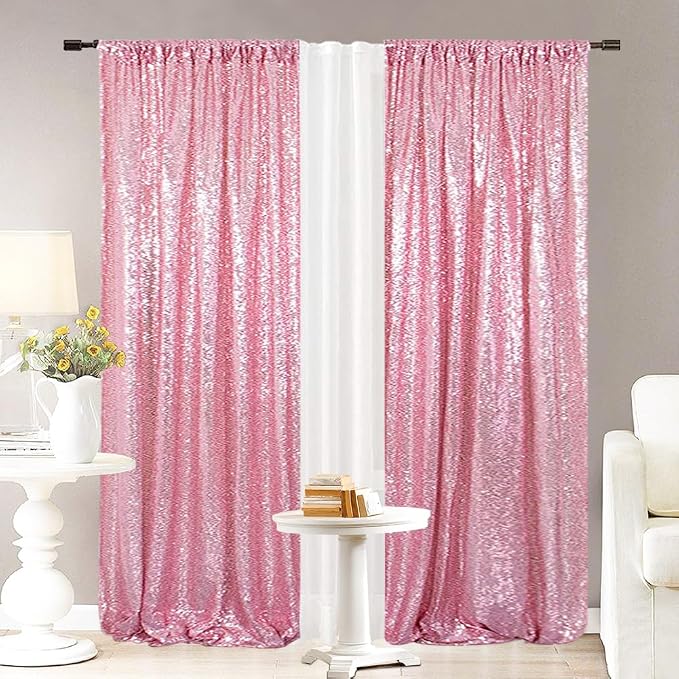 Eternal Beauty Fuchsia Pink 3mm Sequin Backdrop 2x8 Ft 2 Pack Wedding | Dense - Image 4