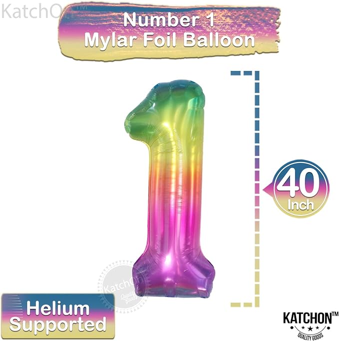 KatchOn Foil Rainbow Number 1 Balloon - Image 2