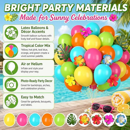Tropical Balloons, 12 Inch Hawaiian Balloons - Image 3