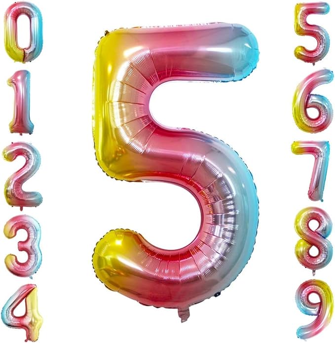 Gold Foil Balloons Number 5, Huge Number Balloons by GOER