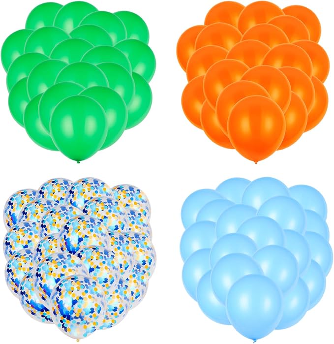 Orange Blue and Green Latex Balloons - Image 4