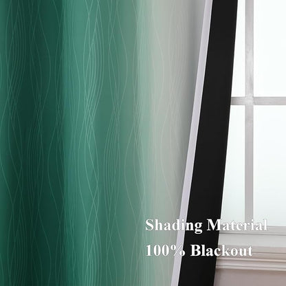 Green and Grayish White Ombre Blackout Curtains - Image 5