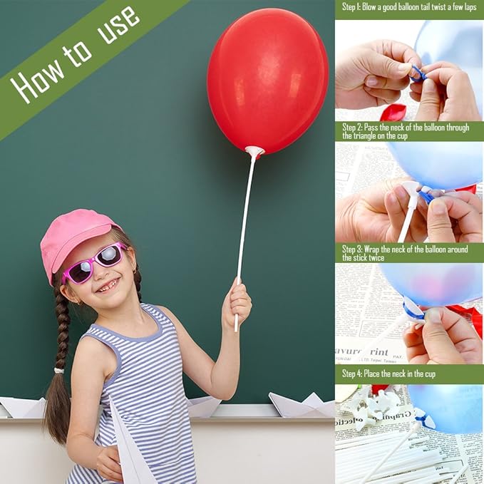 PP OPOUNT Upgraded Version 100 Pieces White Plastic Balloon Sticks Holders | - Image 5