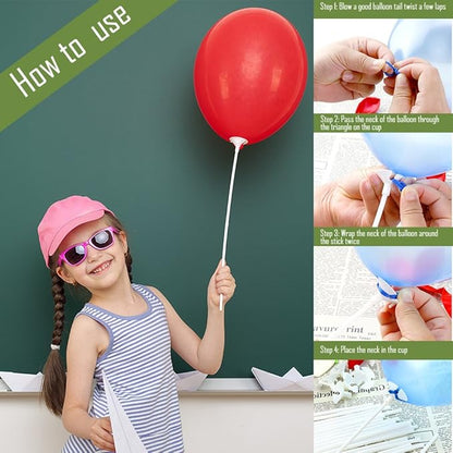 PP OPOUNT Upgraded Version 100 Pieces White Plastic Balloon Sticks Holders | - Image 5