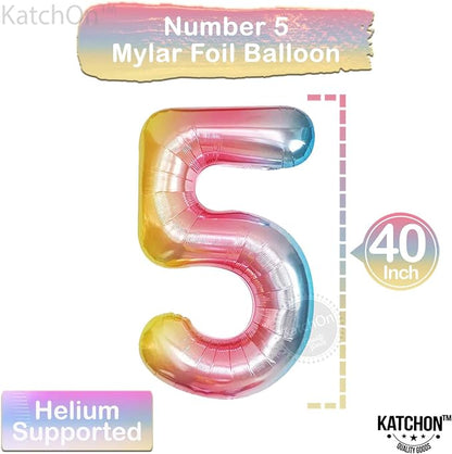 KatchOn Rainbow Number 5 Balloon 40 Inch - Image 4
