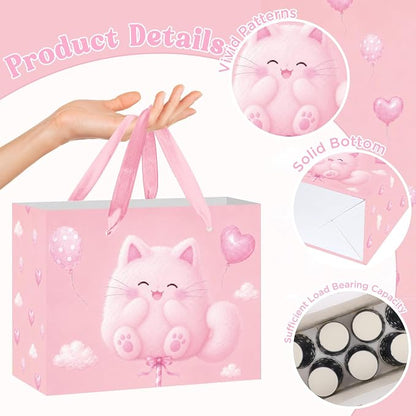 Cute Chubby Pink Cat Gift Bag - Image 3
