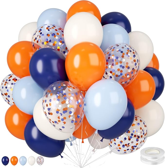 Navy Blue Orange Balloons by BIAPIAN