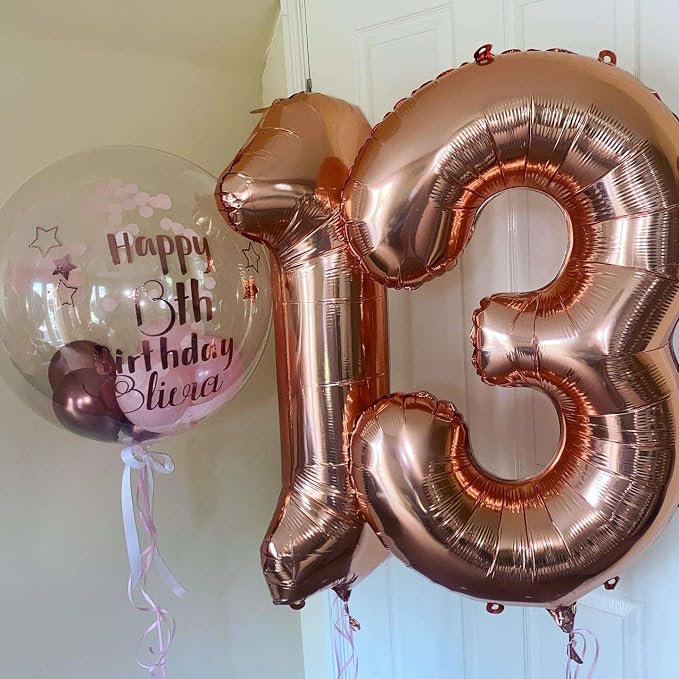 Rose Gold 13 Number Balloons, 40 Inch Giant Number 13 Balloons Foil Mylar - Image 7