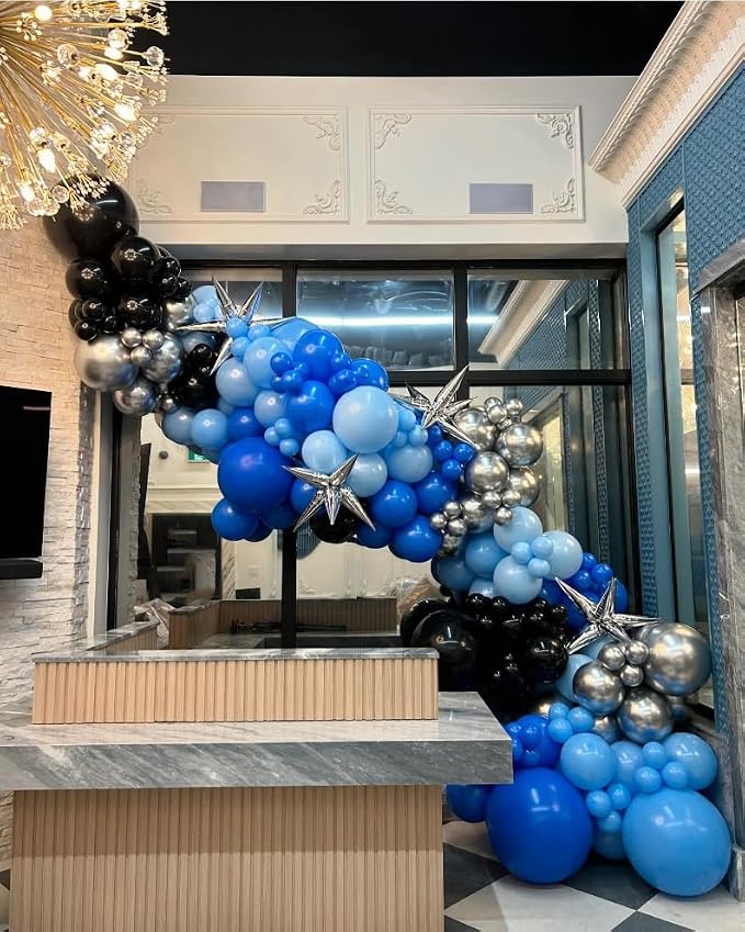 Blue and Black Balloon Arch Kit, Different Size Balloons - Image 4